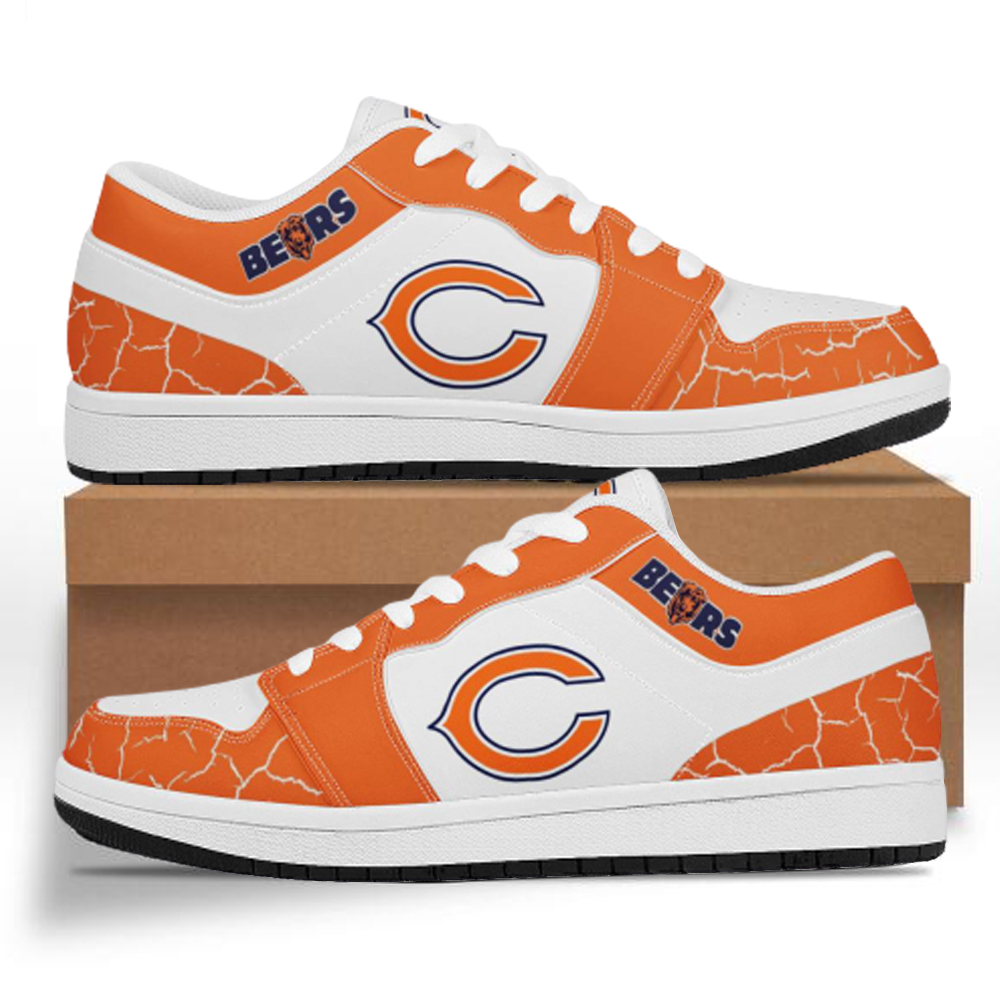 Men's Chicago Bears Low Top Leather AJ1 Sneakers 001